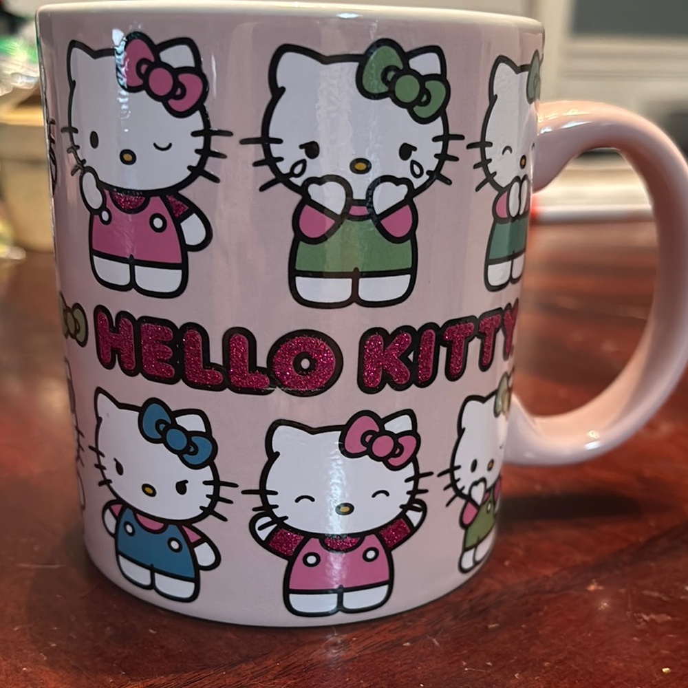 Hello Kitty Pink Character Mug with Glitter Accents 20oz NWOT